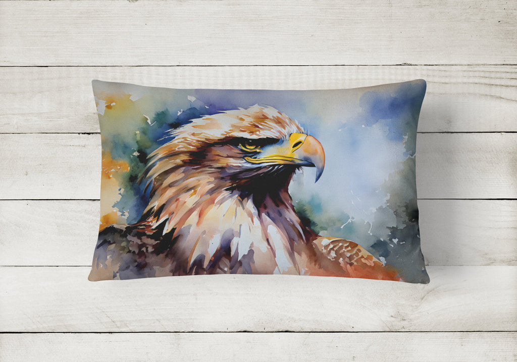 Bald Eagle Portrait Close Detail Decorative Throw Pillow 12x16 Indoor Outdoor Accent Cushion, Fabric Cover with Insert for Sofa, Bed, Porch & Living Room
