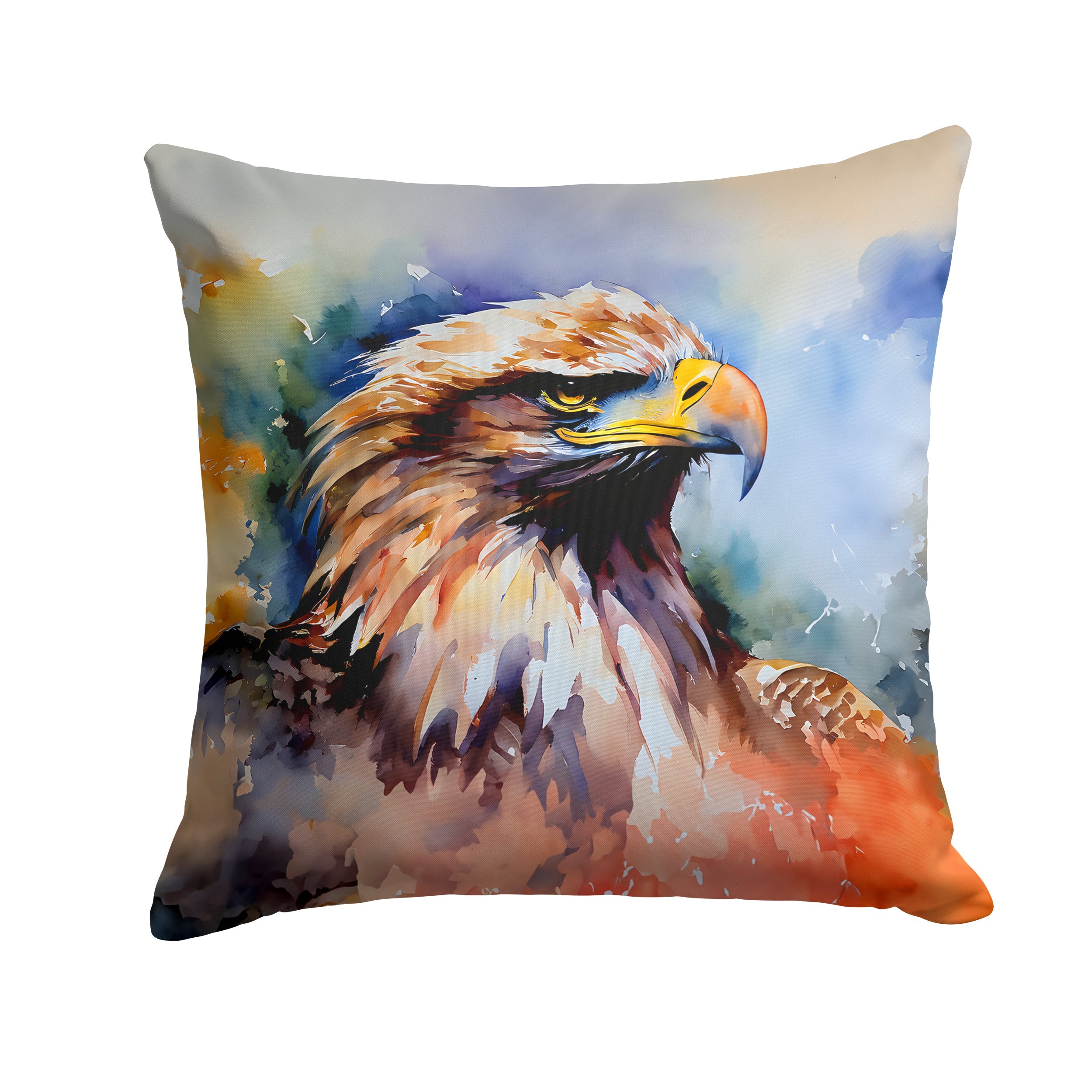 Bald Eagle Portrait Close Detail Decorative Throw Pillow 18x18 Indoor Outdoor Accent Cushion, Fabric Cover with Insert for Sofa, Bed, Porch & Living Room