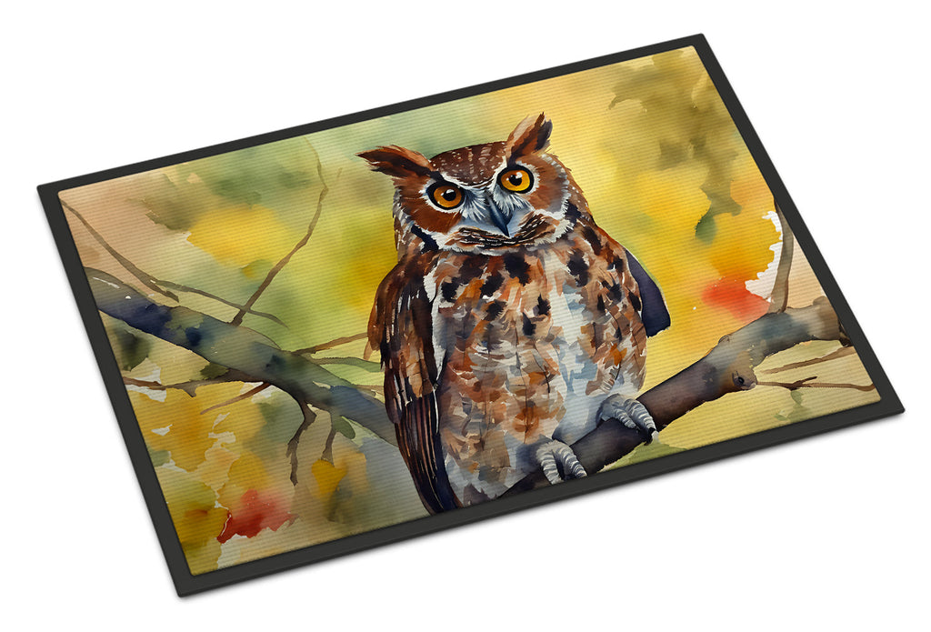 Eastern Screech Owl Wildlife Portrait Doormat Indoor Outdoor 24H X 36W Front Door Mat Rugs for Entryway, Non Slip Washable Low Pile,