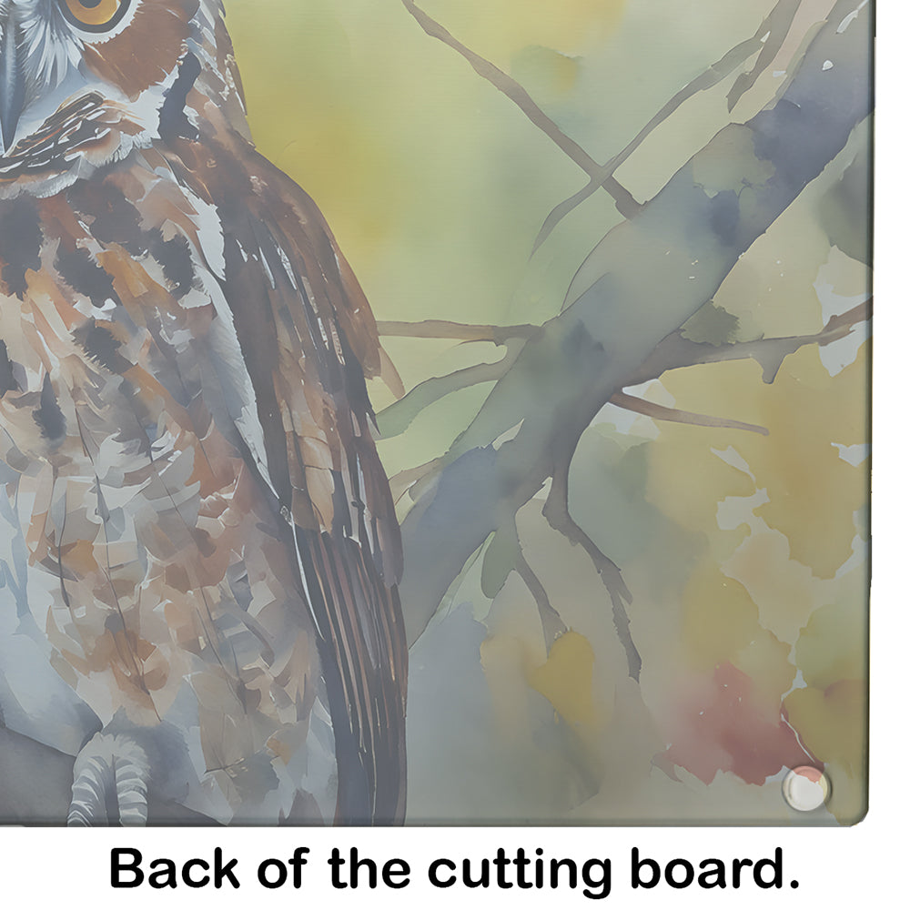 Eastern Screech Owl Wildlife Portrait Cutting Board Tempered Glass Kitchen Cutting Surface, Heat Resistant Chopping, Non-Slip Feet, Food Prep & Serving