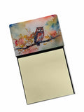 Elf Owl on Blossom Branch Watercolor Sticky Note Holder Refillable Dispenser Desk Accessory 3x3 Pad Gift