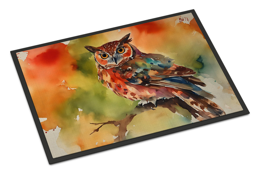 Elf Owl Perched Branch Doormat Indoor Outdoor 24H X 36W Front Door Mat Rugs for Entryway, Non Slip Washable Low Pile,