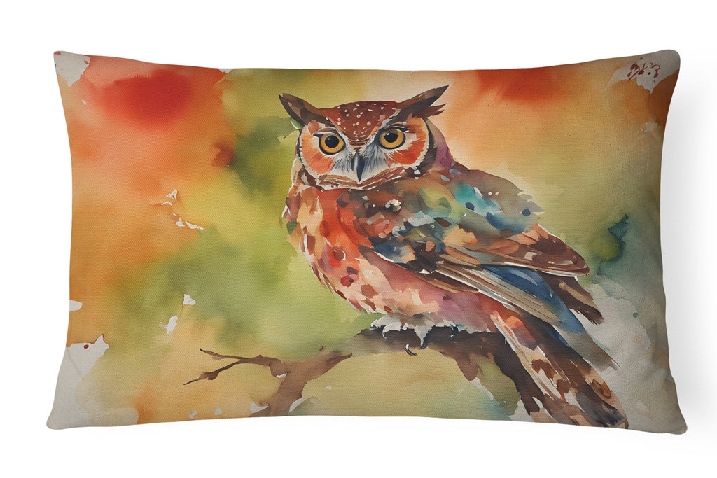 Elf Owl Perched Branch Decorative Throw Pillow 12x16 Indoor Outdoor Accent Cushion, Fabric Cover with Insert for Sofa, Bed, Porch & Living Room