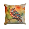 Elf Owl Perched Branch Decorative Throw Pillow 14x14 Indoor Outdoor Accent Cushion, Fabric Cover with Insert for Sofa, Bed, Porch & Living Room