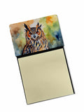 Eurasian Eagle Owl Close-Up Portrait Watercolor Sticky Note Holder Refillable Dispenser Desk Accessory 3x3 Pad Gift