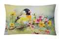 American Goldfinch on Blossom Branch Decorative Throw Pillow 12x16 Indoor Outdoor Accent Cushion, Fabric Cover with Insert for Sofa, Bed, Porch & Living Room