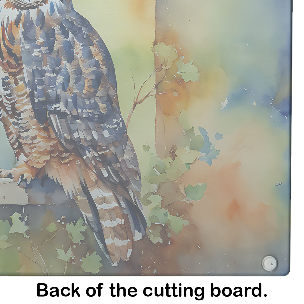 Great Horned Owl on Stone Arch Cutting Board Tempered Glass Kitchen Cutting Surface, Heat Resistant Chopping, Non-Slip Feet, Food Prep & Serving