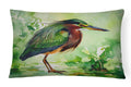 Green Heron Standing Marsh Decorative Throw Pillow 12x16 Indoor Outdoor Accent Cushion, Fabric Cover with Insert for Sofa, Bed, Porch & Living Room