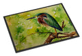 Green Heron Perched Branch Doormat Indoor Outdoor 24H X 36W Front Door Mat Rugs for Entryway, Non Slip Washable Low Pile,