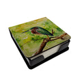 Green Heron Perched Branch PU Leather Note Paper Holder with Artist-Designed Cover, Desk Accessory, Office Gift