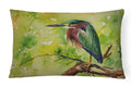 Green Heron Perched Branch Decorative Throw Pillow 12x16 Indoor Outdoor Accent Cushion, Fabric Cover with Insert for Sofa, Bed, Porch & Living Room