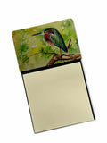 Green Heron Perched Branch Watercolor Sticky Note Holder Refillable Dispenser Desk Accessory 3x3 Pad Gift