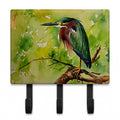 Green Heron Perched Branch Leash or Key Holder Wall Hooks, Coat Rack Wall Mount, for Hanging Keys, Towels, Aprons, Leashes