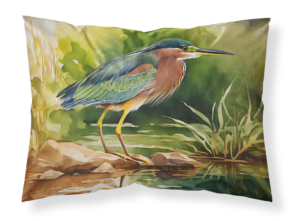 Green Heron Standing Shoreline Standard Pillowcase Lightweight Super Soft Easy Care Decorative Artwork Pillowcase, Standard