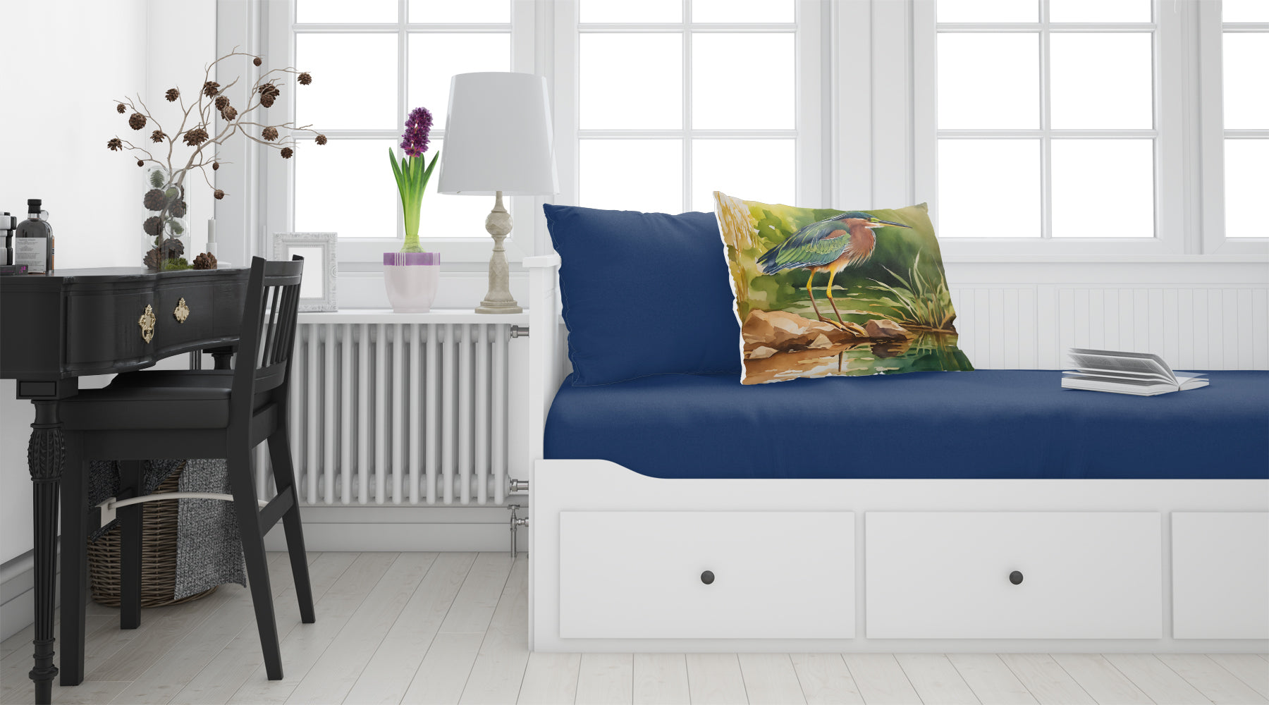 Green Heron Standing Shoreline Standard Pillowcase Lightweight Super Soft Easy Care Decorative Artwork Pillowcase, Standard