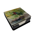 Green Heron by Water Edge PU Leather Note Paper Holder with Artist-Designed Cover, Desk Accessory, Office Gift