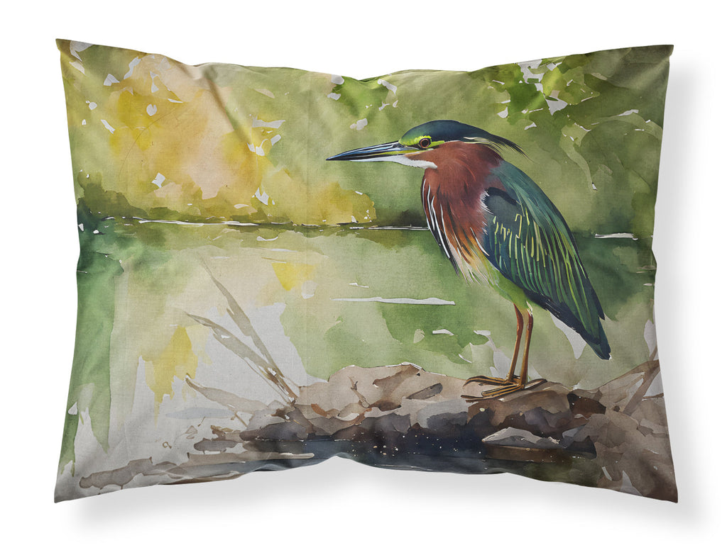 Green Heron by Water Edge Standard Pillowcase Lightweight Super Soft Easy Care Decorative Artwork Pillowcase, Standard