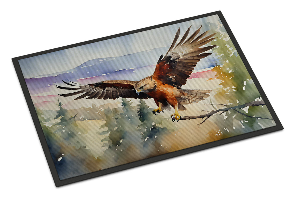Red Tailed Hawk Flying Landscape Doormat Indoor Outdoor 18H X 27W Front Door Mat Rugs for Entryway, Non Slip Washable