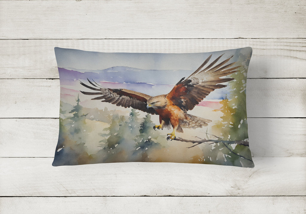 Red Tailed Hawk Flying Landscape Decorative Throw Pillow 12x16 Indoor Outdoor Accent Cushion, Fabric Cover with Insert for Sofa, Bed, Porch & Living Room