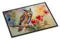 Long-Eared Owl with Blossoms Doormat Indoor Outdoor 24H X 36W Front Door Mat Rugs for Entryway, Non Slip Washable Low Pile,