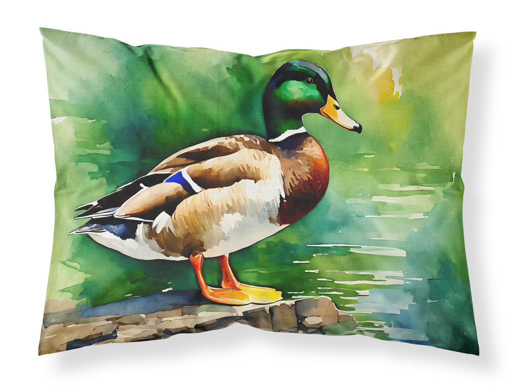Mallard Duck Standing Pond Edge Standard Pillowcase Lightweight Super Soft Easy Care Decorative Artwork Pillowcase, Standard