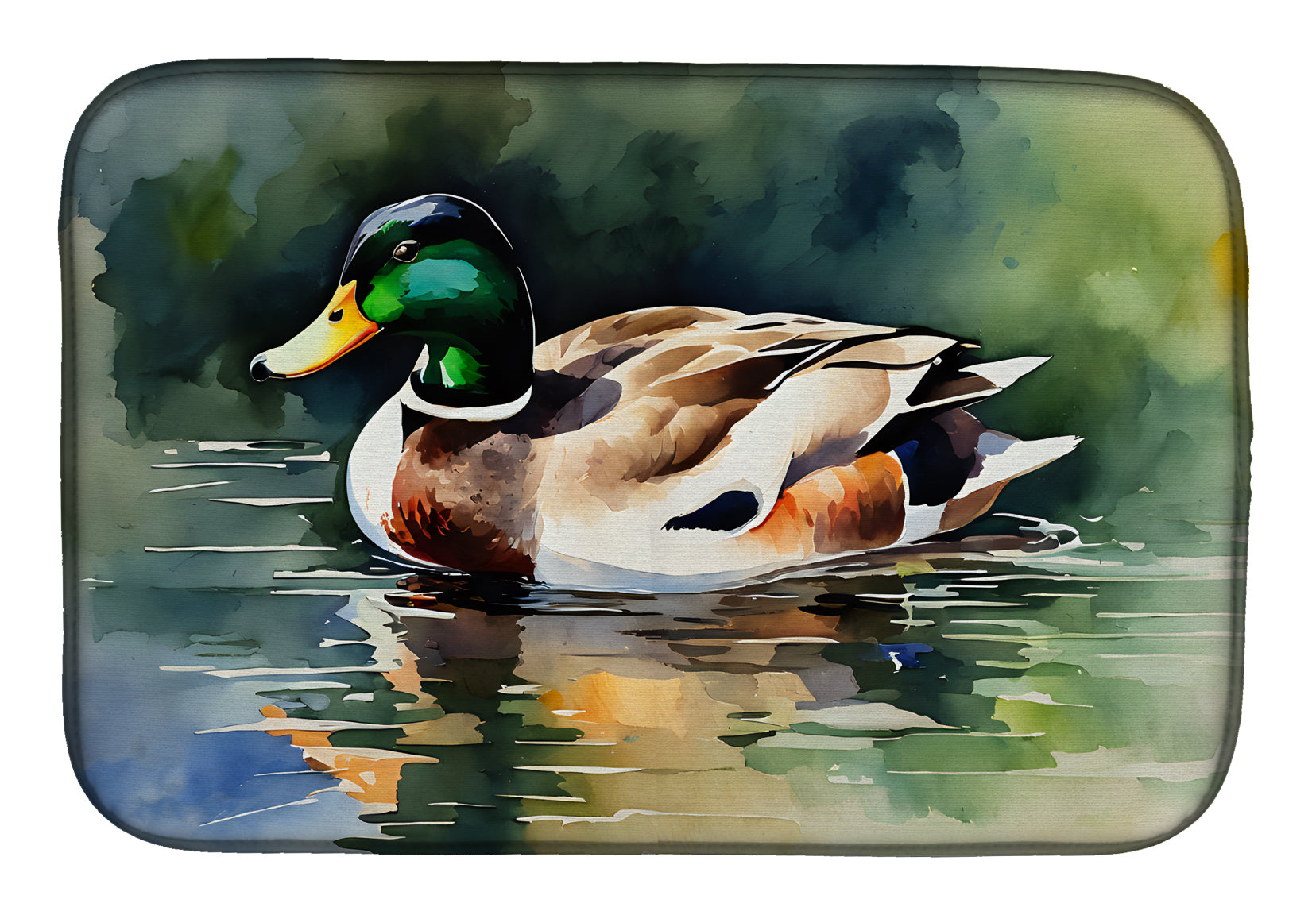 Mallard Duck Swimming Calm Water Dish Drying Mat Absorbent Dish Drying Mat Pad for Kitchen Counter Dish Drainer Mat for Countertop, 14 x 21", Multicolor
