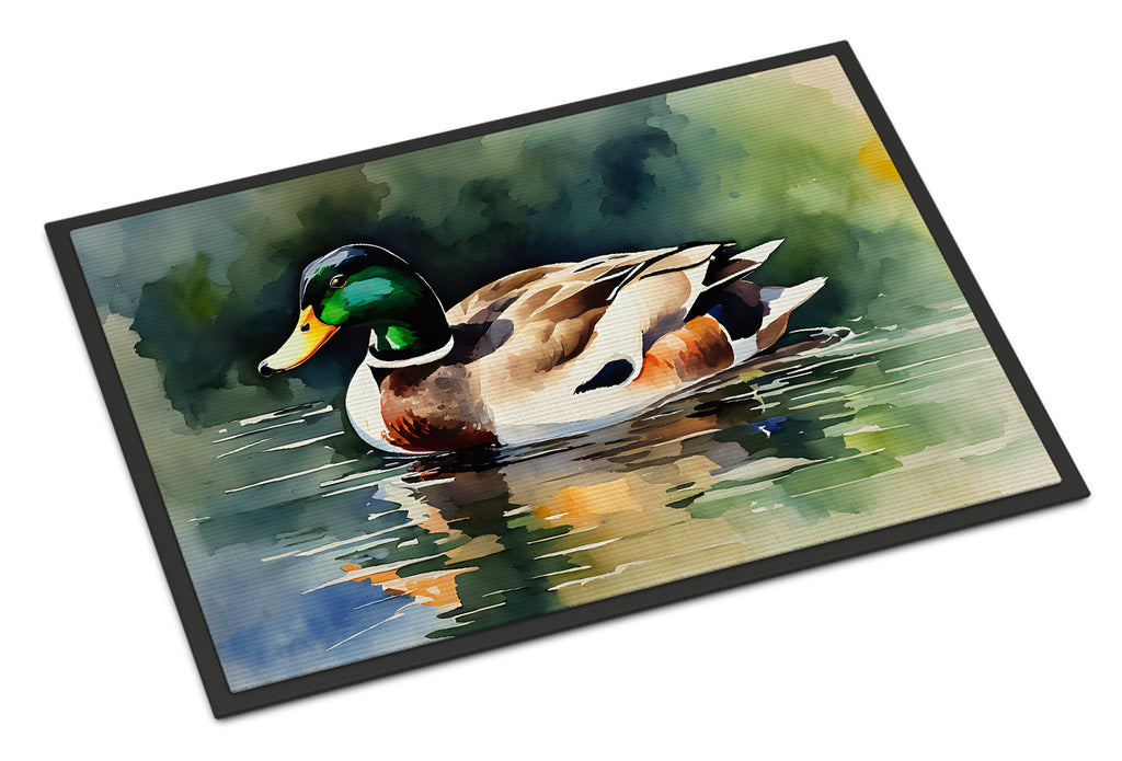 Mallard Duck Swimming Calm Water Doormat Indoor Outdoor 24H X 36W Front Door Mat Rugs for Entryway, Non Slip Washable Low Pile,