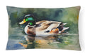Mallard Duck Swimming Calm Water Decorative Throw Pillow 12x16 Indoor Outdoor Accent Cushion, Fabric Cover with Insert for Sofa, Bed, Porch & Living Room