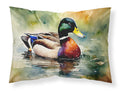 Mallard Duck Swimming Pond Scene Standard Pillowcase Lightweight Super Soft Easy Care Decorative Artwork Pillowcase, Standard