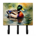 Mallard Duck Swimming Pond Scene Leash or Key Holder Wall Hooks, Coat Rack Wall Mount, for Hanging Keys, Towels, Aprons, Leashes