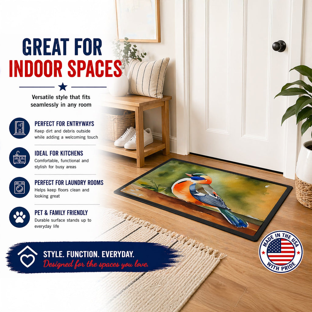 Mandarin Duck Doormat Indoor Outdoor 24H X 36W Front Door Mat Rugs for Entryway, Non Slip Washable Low Pile,