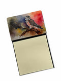 Northern Hawk Owl Perched Branch Watercolor Sticky Note Holder Refillable Dispenser Desk Accessory 3x3 Pad Gift