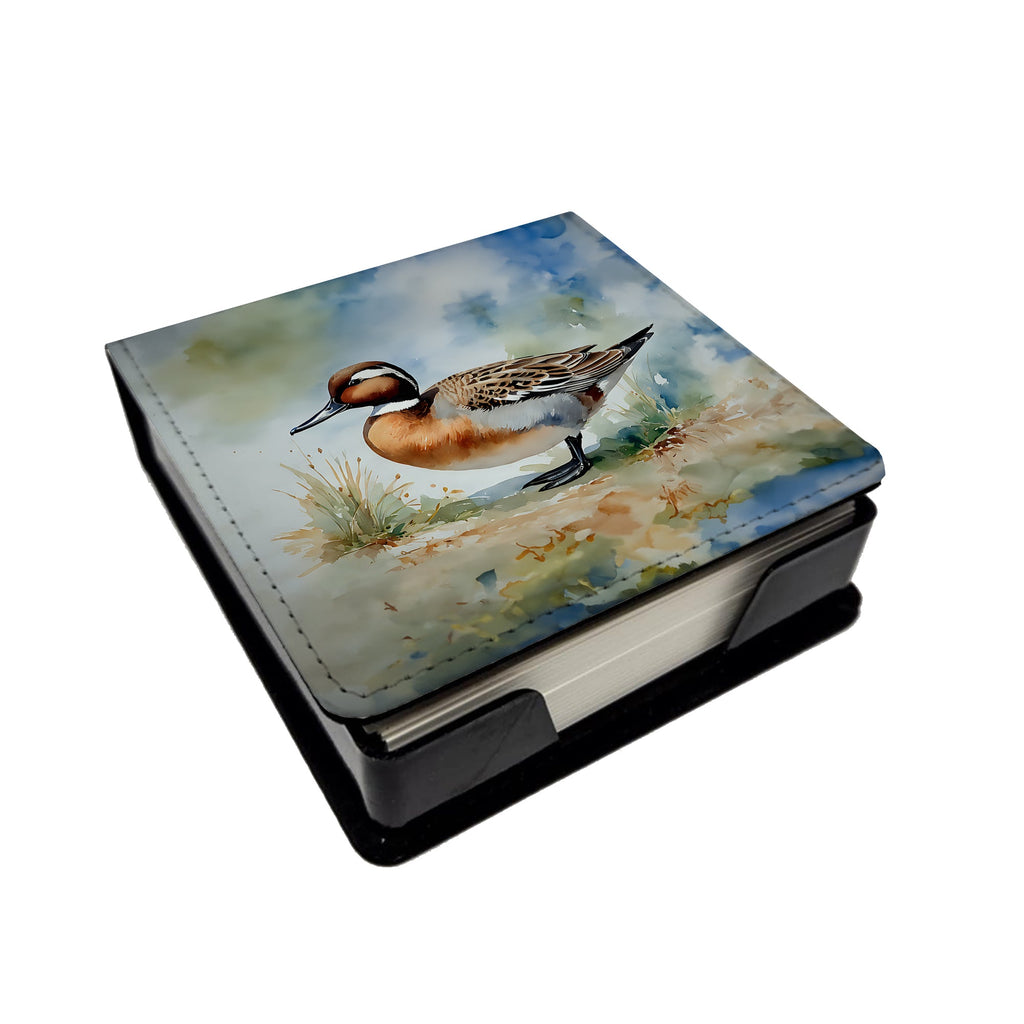 Northern Pintail Duck Standing Shore PU Leather Note Paper Holder with Artist-Designed Cover, Desk Accessory, Office Gift