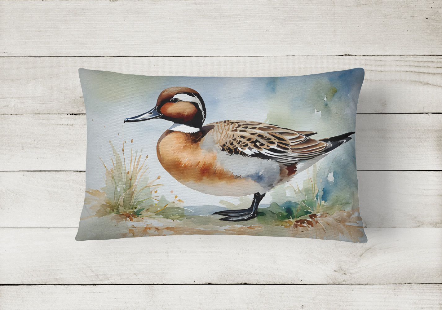 Northern Pintail Duck Standing Shore Decorative Throw Pillow 12x16 Indoor Outdoor Accent Cushion, Fabric Cover with Insert for Sofa, Bed, Porch & Living Room