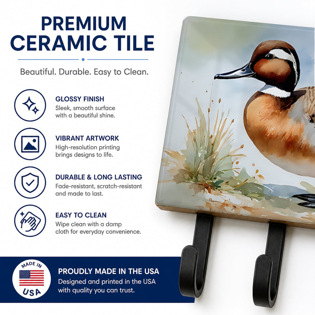 Northern Pintail Duck Standing Shore Leash or Key Holder Wall Hooks, Coat Rack Wall Mount, for Hanging Keys, Towels, Aprons, Leashes