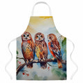 Three Owls Perched Branch Apron Cooking Kitchen Server Baking Crafts Gardening for Adult Women Men, Unisex, Large, Multicolor