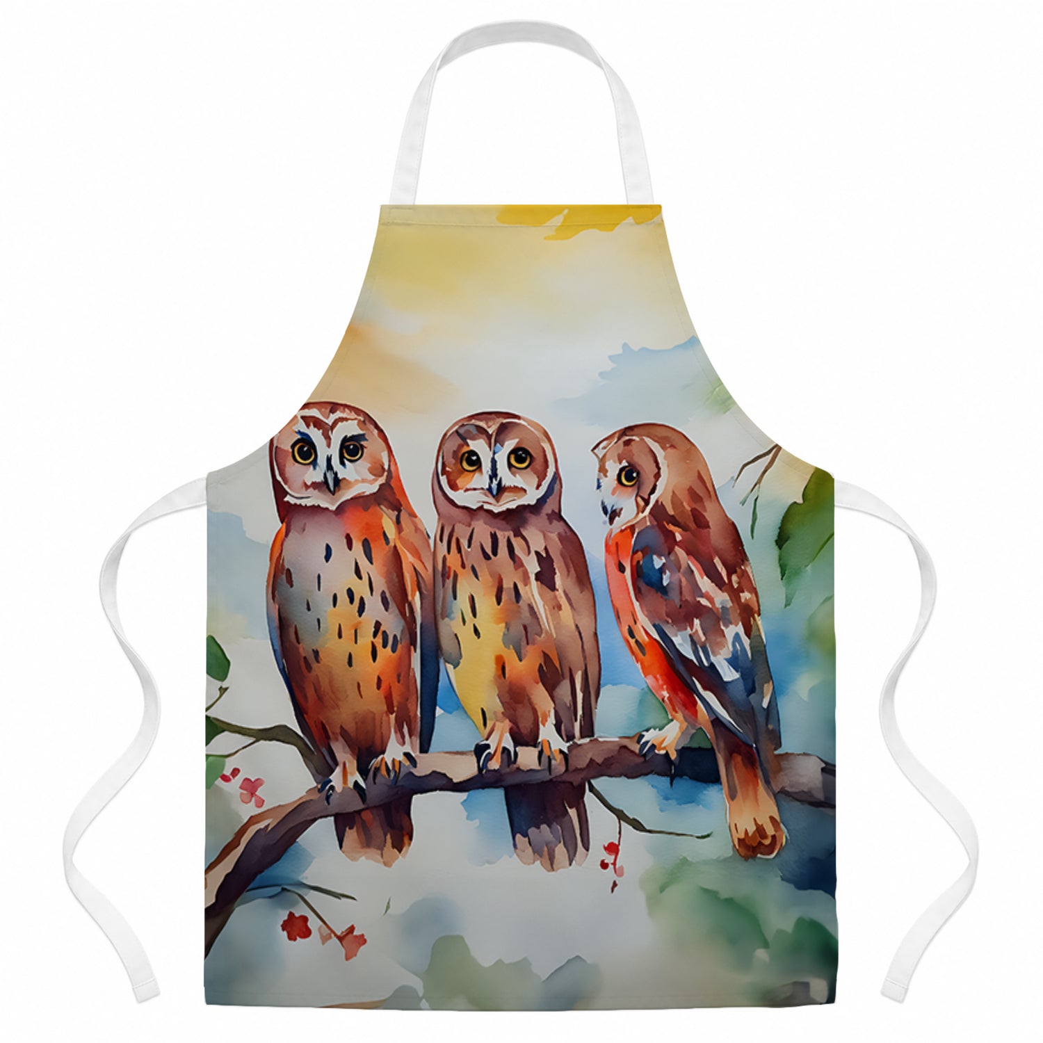 Three Owls Perched Branch Apron Cooking Kitchen Server Baking Crafts Gardening for Adult Women Men, Unisex, Large, Multicolor