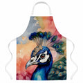 Peacock Portrait Colorful Apron Cooking Kitchen Server Baking Crafts Gardening for Adult Women Men, Unisex, Large, Multicolor