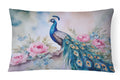 Peacock with Pink Flowers Elegant Decorative Throw Pillow 12x16 Indoor Outdoor Accent Cushion, Fabric Cover with Insert for Sofa, Bed, Porch & Living Room