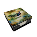 Peacock Walking Garden Scene PU Leather Note Paper Holder with Artist-Designed Cover, Desk Accessory, Office Gift
