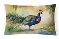Peacock Walking Garden Scene Decorative Throw Pillow 12x16 Indoor Outdoor Accent Cushion, Fabric Cover with Insert for Sofa, Bed, Porch & Living Room