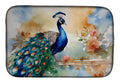 Peacock Tail Feathers Close View Dish Drying Mat Absorbent Dish Drying Mat Pad for Kitchen Counter Dish Drainer Mat for Countertop, 14 x 21", Multicolor