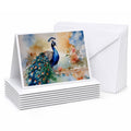 Peacock Tail Feathers Close View Greeting Cards Pack of 8 Blank Cards with Envelopes Whimsical A7 Size 5x7