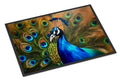 Peacock Face and Feather Detail Doormat Indoor Outdoor 18H X 27W Front Door Mat Rugs for Entryway, Non Slip Washable