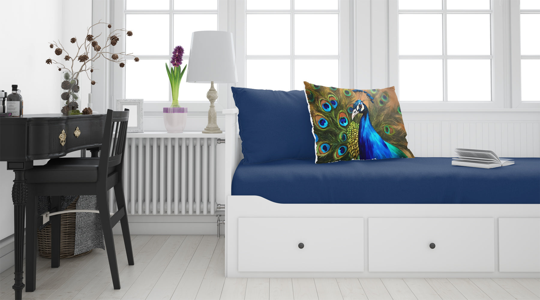 Peacock Face and Feather Detail Standard Pillowcase Lightweight Super Soft Easy Care Decorative Artwork Pillowcase, Standard