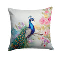 Peacock with Floral Background Decorative Throw Pillow 14x14 Indoor Outdoor Accent Cushion, Fabric Cover with Insert for Sofa, Bed, Porch & Living Room