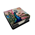 Peacock with Decorative Feathers PU Leather Note Paper Holder with Artist-Designed Cover, Desk Accessory, Office Gift
