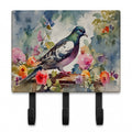 Pigeon Bird with Floral Accents Leash or Key Holder Wall Hooks, Coat Rack Wall Mount, for Hanging Keys, Towels, Aprons, Leashes