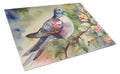 Pigeon Perched with Flowers Cutting Board Tempered Glass Kitchen Cutting Surface, Heat Resistant Chopping, Non-Slip Feet, Food Prep & Serving