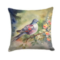 Pigeon Perched with Flowers Decorative Throw Pillow 18x18 Indoor Outdoor Accent Cushion, Fabric Cover with Insert for Sofa, Bed, Porch & Living Room